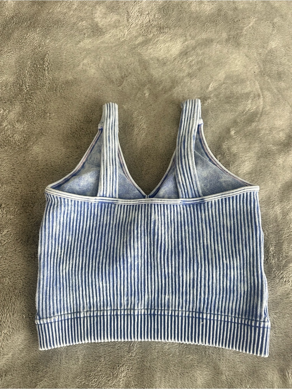 NWT 2 Zenana Outfitters Racerback Crop Top in Beige & Blue Straight Strap V Neck - Picture 6 of 12